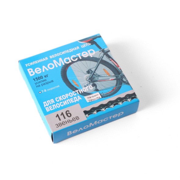 Цепь для велосипеда Веломастер, 1/2&amp;quot;x3/32&amp;quot;, 7-8 скоростей, 116 звеньев, без замка