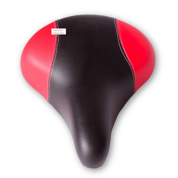Седло велосипедное Huabei AZ-0801A, 210x240 мм, пружинное, с замком, черно-красный