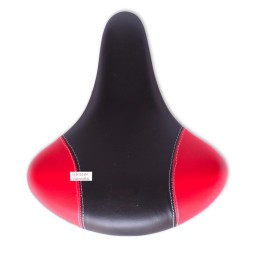 Седло велосипедное Huabei AZ-0801A, 210x240 мм, пружинное, с замком, черно-красный