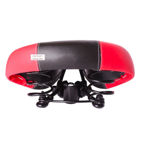 Седло велосипедное Huabei AZ-0801A, 210x240 мм, пружинное, с замком, черно-красный