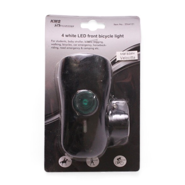 Фара велосипедная KMS JY-822С, передняя, 4 LED, диаметр 22.2-25.4 мм, без батареек
