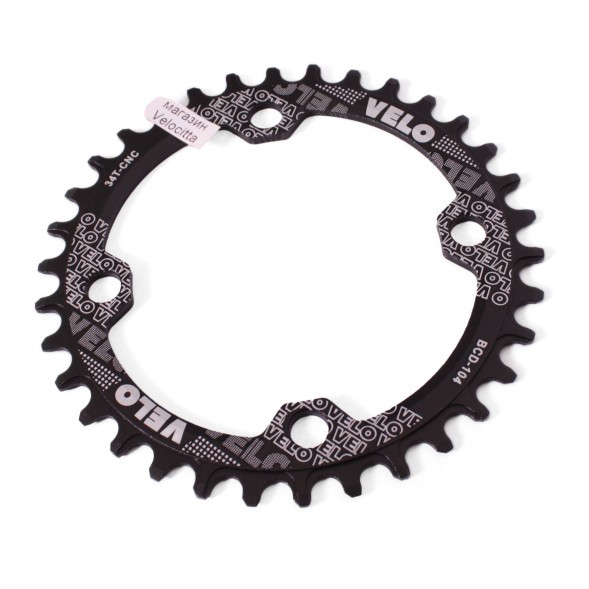 Звезда велосипедная Velo PCD-104, Narrow Wide, 34 зуба, под разборную систему, алюминий