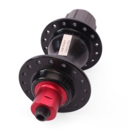 Втулка задняя A285RBQ-32, ROAD, ось M10x130x140 мм, алюминиевая, под кассету 8-11 ск., с эксцентриком, 32H, промподшипники, красно-черная, box