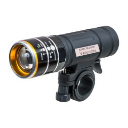 Фара велосипедная, передняя, регулируемый фокус линзы, 1 Super LED, черный