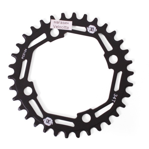 Передняя звезда Velo Narrow Wide PCD-104, 34 зуба, стальная, черный
