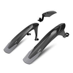 Комплект крыльев RBRL RL-1100F/R, 24"-29", MTB, с креплением на штаны, шток вилки, штырь, для покрышек max. до 2.5",  черный/серый