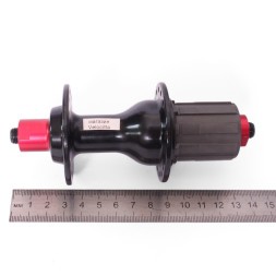 Втулка задняя A285RBQ-36, ROAD, ось M10x130x140 мм, ALU, под кассету 8-11 скоростей, на эксцентрике, 36Н, с промподшипником, красно-черная, б/уп.