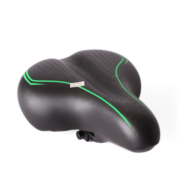 Седло велосипедное с замком, 210х265 мм, пружины закрытого типа, черно-зеленый