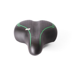 Седло велосипедное с замком, 210х265 мм, пружины закрытого типа, черно-зеленый
