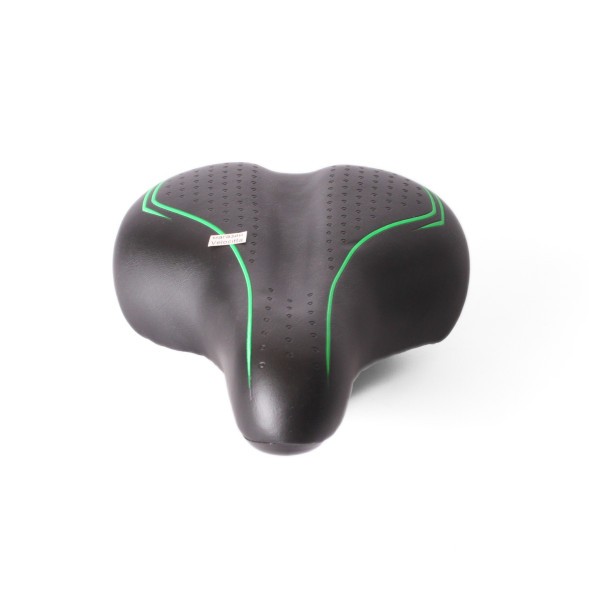 Седло велосипедное с замком, 210х265 мм, пружины закрытого типа, черно-зеленый