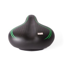 Седло велосипедное с замком, 210х265 мм, пружины закрытого типа, черно-зеленый