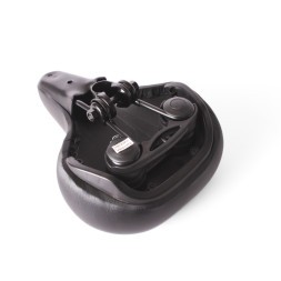 Седло велосипедное с замком, 210х265 мм, пружины закрытого типа, черно-зеленый