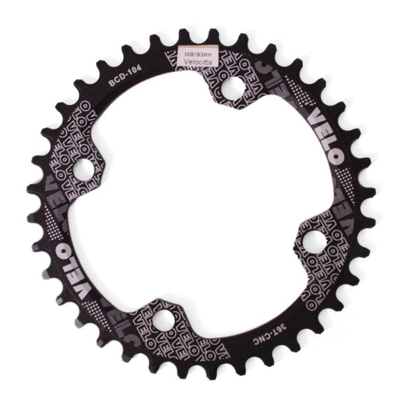 Звезда передняя велосипедная Velo Narrow Wide PCD-104, 36 зуба, для системы, алюминий