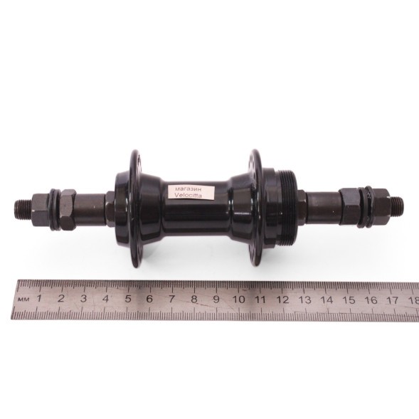 Втулка велосипедная A201RB black, задняя, ось 3/8&amp;quot;х135x175 мм, ALU, под V-брейк, под трещотку, на гайках, 36 отверстий, с промподшипниками, черная, б/уп.