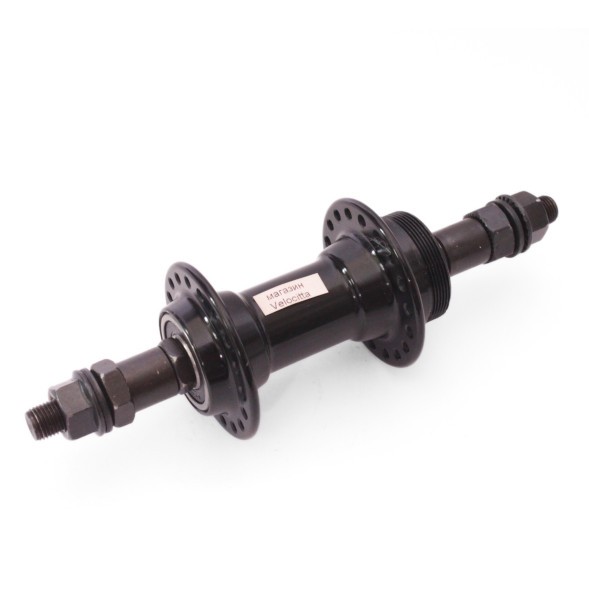 Втулка велосипедная A201RB black, задняя, ось 3/8&amp;quot;х135x175 мм, ALU, под V-брейк, под трещотку, на гайках, 36 отверстий, с промподшипниками, черная, б/уп.