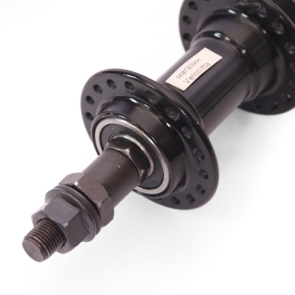 Втулка велосипедная A201RB black, задняя, ось 3/8&amp;quot;х135x175 мм, ALU, под V-брейк, под трещотку, на гайках, 36 отверстий, с промподшипниками, черная, б/уп.