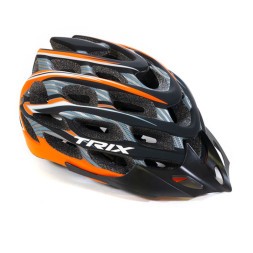 Шлем велосипедный Trix HL-TX-41-M-ORBK, кросс-кантри, 35 отверстий, регулировка обхвата, размер: M (57-58 см), In Mold, оранжево-черный, матовый