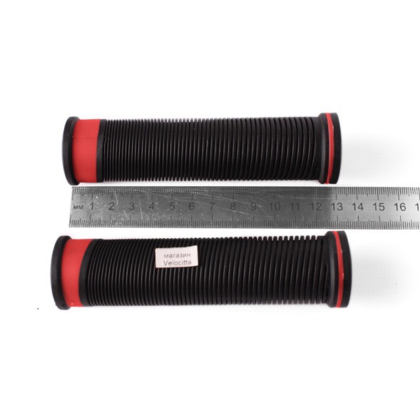 Грипсы велосипедные, 2-х компонентные, 130 мм, резиновые, красный