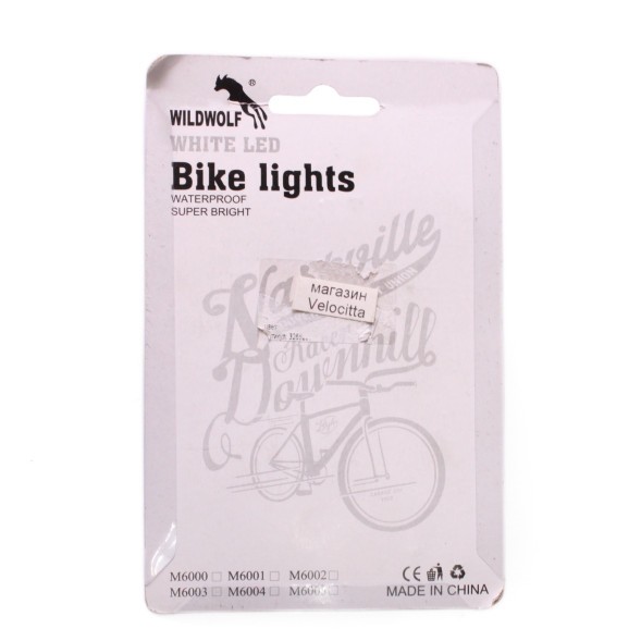 Фара велосипедная WildWolf, передняя, 1 Super LED, AAAx3, черный, инд. упаковка