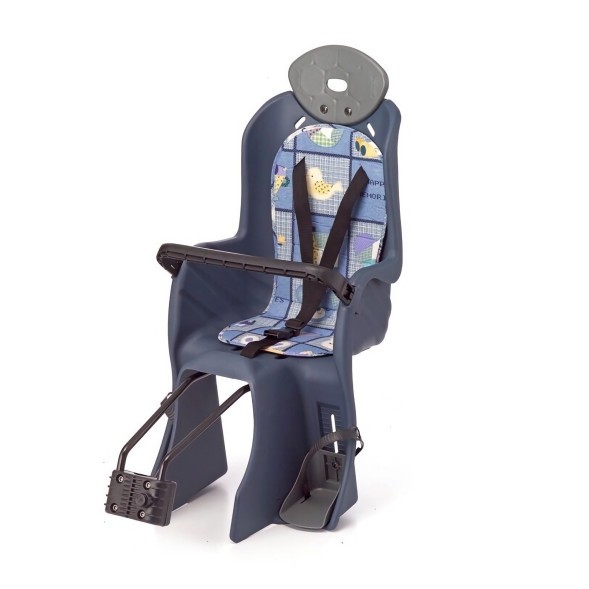 Детское велокресло YC-831, быстросъемное, крепление заднее, дугой на раму, до 22 кг, подголовник, с регулировкой высоты для ног, синий, Тайвань