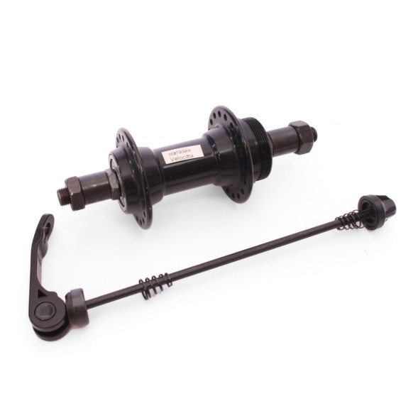 Втулка задняя A201RBQ, ось 3/8&amp;quot;х135x145 мм, алюминиевая, под V-brake, под трещотку, с эксцентриком, 36 отверстий, промподшипники, черная