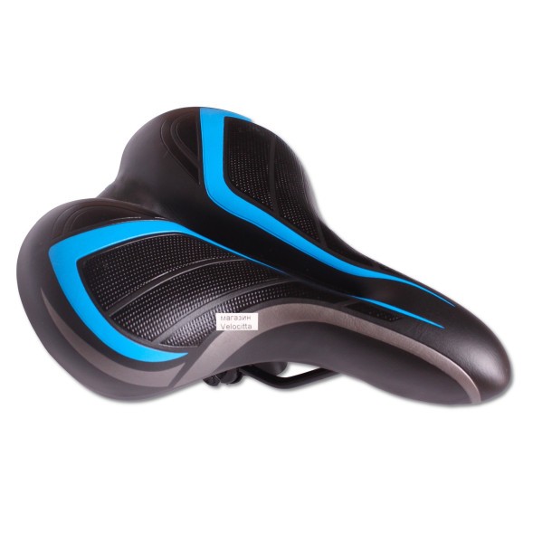 Седло велосипедное с отверстием, 200x250 мм, пружины закрытого типа, с замком, черно-синий