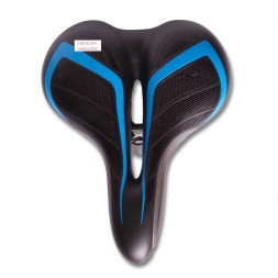 Седло велосипедное с отверстием, 200x250 мм, пружины закрытого типа, с замком, черно-синий