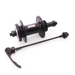 Веловтулка задняя A208RBQ, ось 3/8"х135x145 мм, под диск 6 болтов, под трещотку, на эксцентрике, 36H, алюминиевая, промподшипники, черный