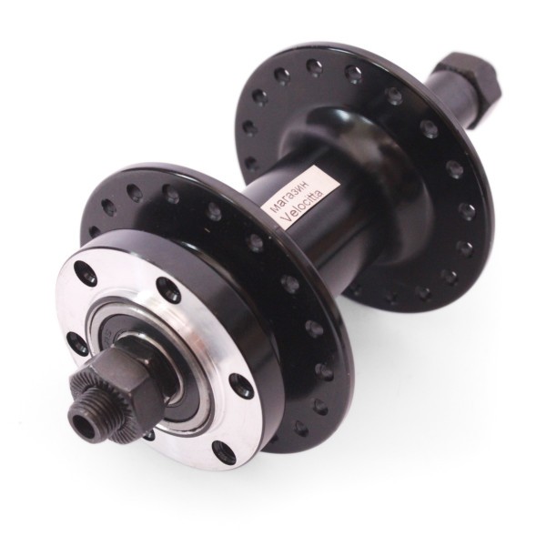 Веловтулка задняя A208RBQ, ось 3/8&amp;quot;х135x145 мм, под диск 6 болтов, под трещотку, на эксцентрике, 36H, алюминиевая, промподшипники, черный