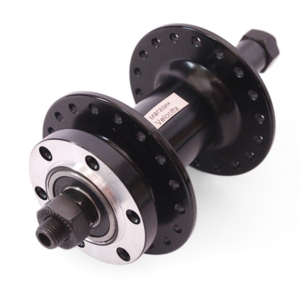 Веловтулка задняя A208RBQ, ось 3/8&amp;quot;х135x145 мм, под диск 6 болтов, под трещотку, на эксцентрике, 36H, алюминиевая, промподшипники, черный