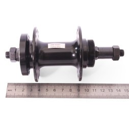 Веловтулка задняя A208RBQ, ось 3/8"х135x145 мм, под диск 6 болтов, под трещотку, на эксцентрике, 36H, алюминиевая, промподшипники, черный
