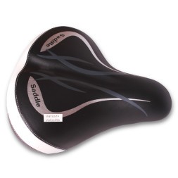 Седло велосипедное Saddle, 235x250 мм, пружинное, с замком, черно-белое