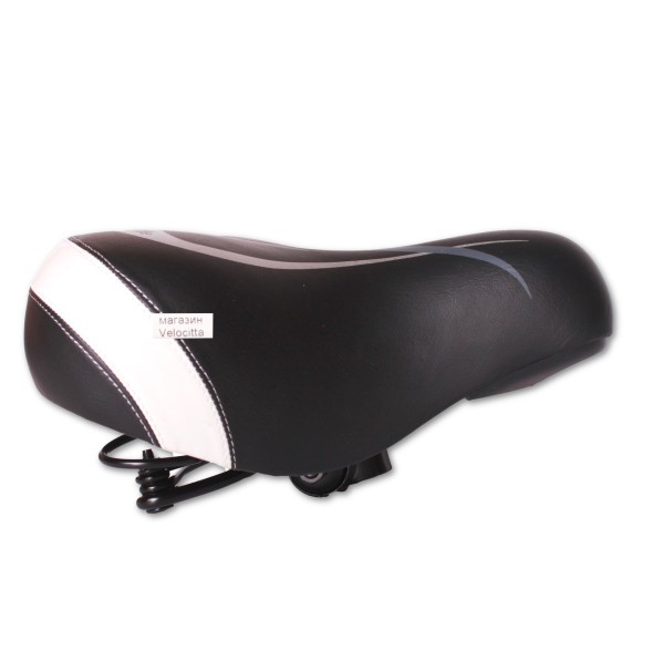 Седло велосипедное Saddle, 235x250 мм, пружинное, с замком, черно-белое