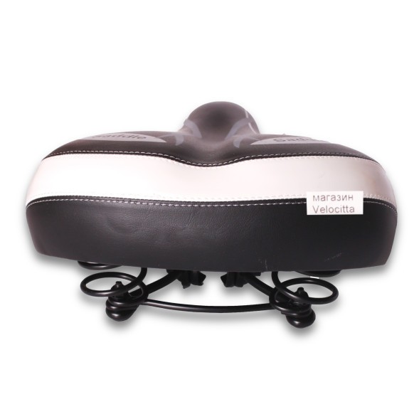 Седло велосипедное Saddle, 235x250 мм, пружинное, с замком, черно-белое