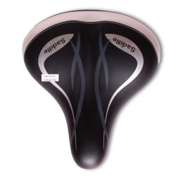 Седло велосипедное Saddle, 235x250 мм, пружинное, с замком, черно-белое