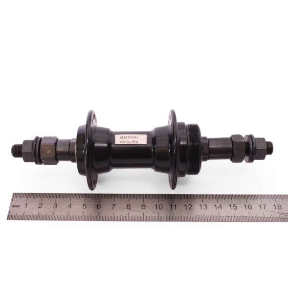 Втулка задняя A201R black, ось 3/8&amp;quot;х135x175 мм, алюминиевая, под V-брейк, под трещотку, на гайках, 36H, черная, торг. уп.