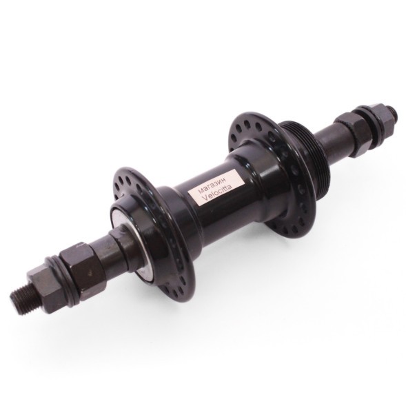 Втулка задняя A201R black, ось 3/8&amp;quot;х135x175 мм, алюминиевая, под V-брейк, под трещотку, на гайках, 36H, черная, торг. уп.