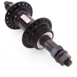 Втулка задняя A201R black, ось 3/8"х135x175 мм, алюминиевая, под V-брейк, под трещотку, на гайках, 36H, черная, торг. уп.