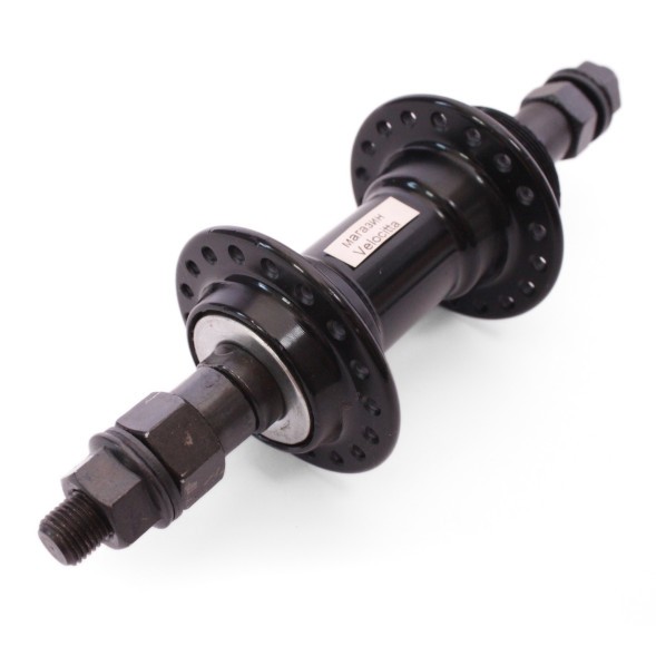 Втулка задняя A201R black, ось 3/8&amp;quot;х135x175 мм, алюминиевая, под V-брейк, под трещотку, на гайках, 36H, черная, торг. уп.