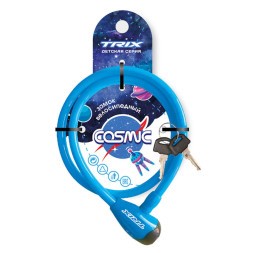 Замок противоугонный Trix Cosmic LKTX08120KYCS, детский, стальной трос, с ключами 8×1200 мм, в пластиковой оболочке, синиий