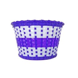 Корзина Hualong BS-02x3-12-WHPR, для детского велосипеда, 12&amp;quot;-16&amp;quot;, на руль, 235х165х155 мм, пластиковая, плетёная, бело-фиолетовая
