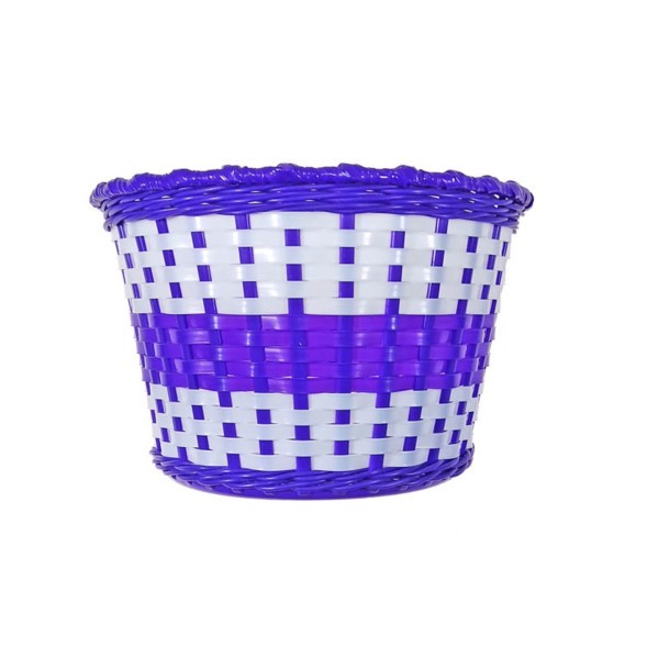 Корзина Hualong BS-02x3-12-WHPR, для детского велосипеда, 12&amp;quot;-16&amp;quot;, на руль, 235х165х155 мм, пластиковая, плетёная, бело-фиолетовая