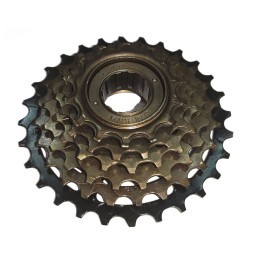 Трещотка велосипедная Sanyou FW-06, 6 ск., звезды 14-28, черный/коричневый