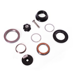 Рулевая колонка Neco H373, 1-1/8"-1.5", интегрированная, адаптер конусный стакан - прямой шток (конус нижний) 30 мм, 2 промподшипника, компрессионное кольцо AL, верхняя крышка h=15 мм с пыльником, 2 проставочных кольца, с якорем