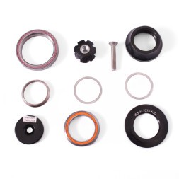 Рулевая колонка Neco H373, 1-1/8"-1.5", интегрированная, адаптер конусный стакан - прямой шток (конус нижний) 30 мм, 2 промподшипника, компрессионное кольцо AL, верхняя крышка h=15 мм с пыльником, 2 проставочных кольца, с якорем