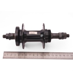 Велосипедная втулка A208R black, задняя, ось 3/8"х135x175 мм, алюминиевая, под диск 6 болтов, под трещотку, на гайках, 36 отверстий, инд.упак.