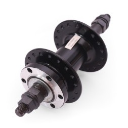 Велосипедная втулка A208R black, задняя, ось 3/8"х135x175 мм, алюминиевая, под диск 6 болтов, под трещотку, на гайках, 36 отверстий, инд.упак.