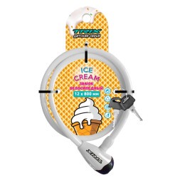 Велозамок Trix GK101.315-Ice Cream детский, с ключами 12×800 мм, белый