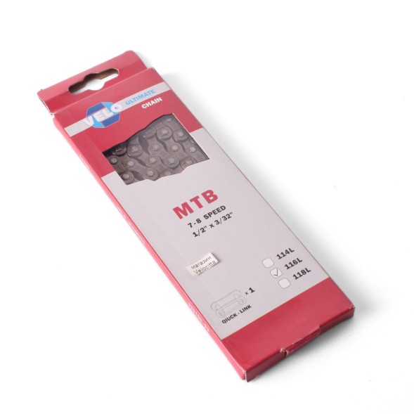 Цепь велосипедная Velo 1/2&amp;quot;x3/32&amp;quot;, для 7-8 скоростей, 116 звеньев, с замком