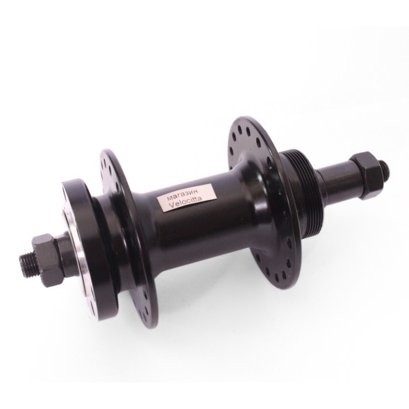 Втулка задняя A208RQ black, ось 3/8&amp;quot;х135x145 мм, под диск 6 болтов, под трещотку, на эксцентрике, 36 отверстий, алюминиевая, box